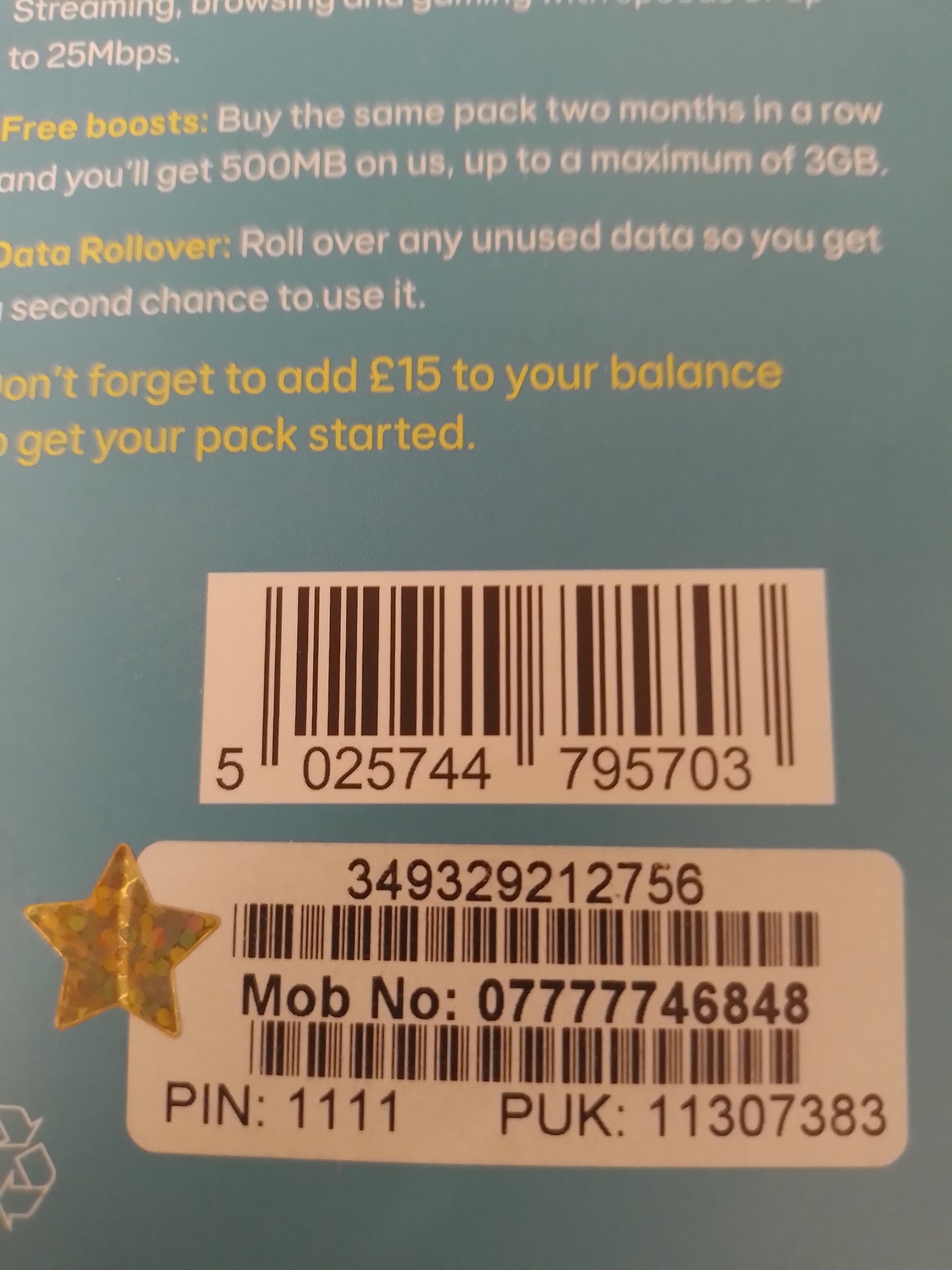 EE UK Sim Card Pack In Gold Vip Easy 77777 Number 077777 46 848