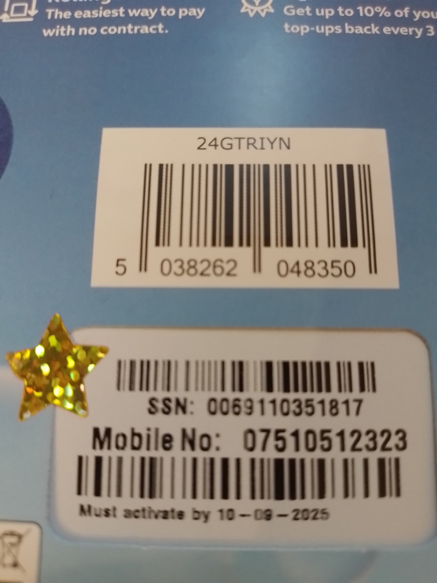 O2 UK Sim Card Pack In Gold Vip Easy 123 23 Number 075105 123 23