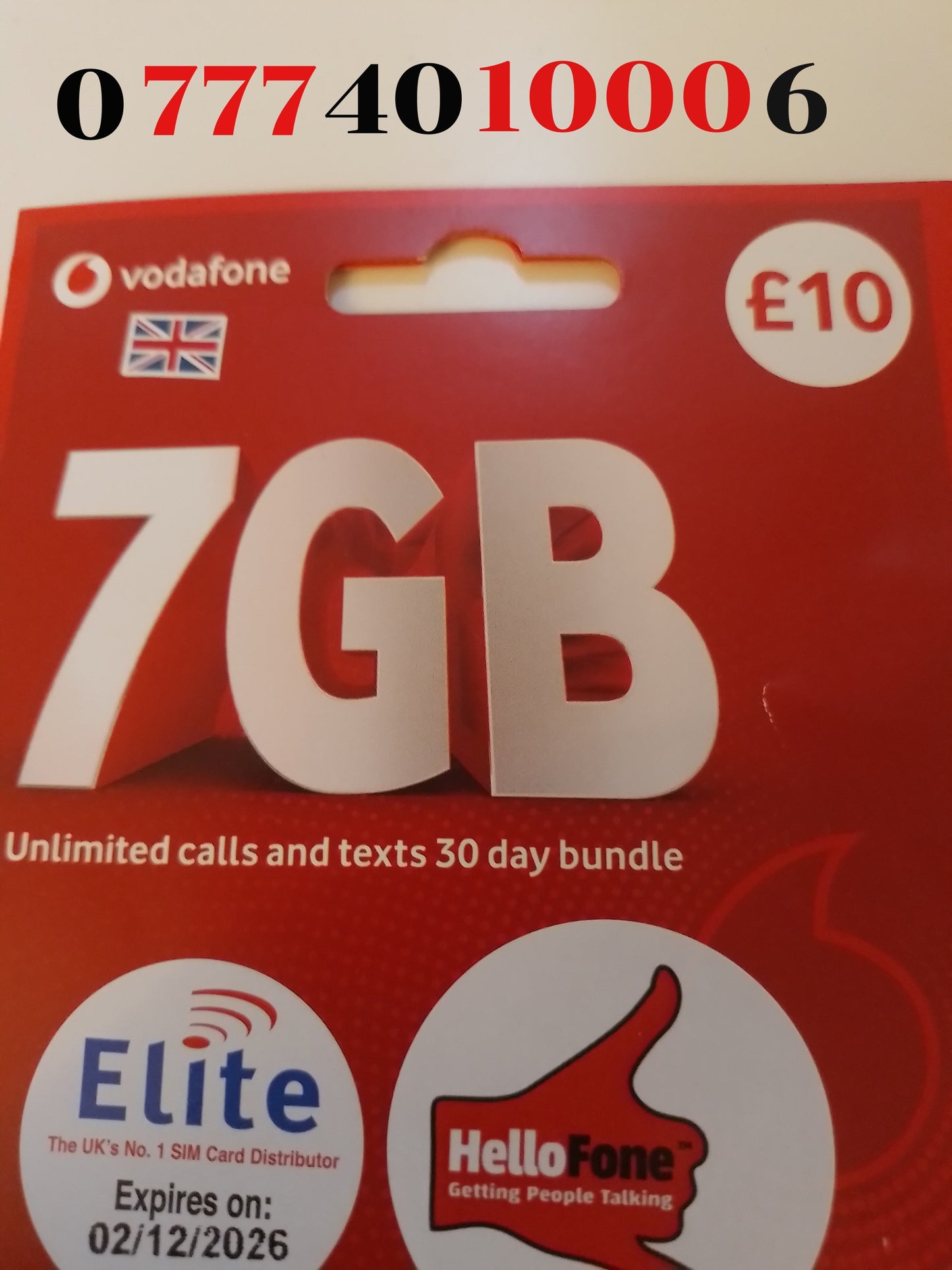 Vodafone UK Sim Card Pack In Gold Vip Easy 777 1000 Number 0 777 40 1000 6