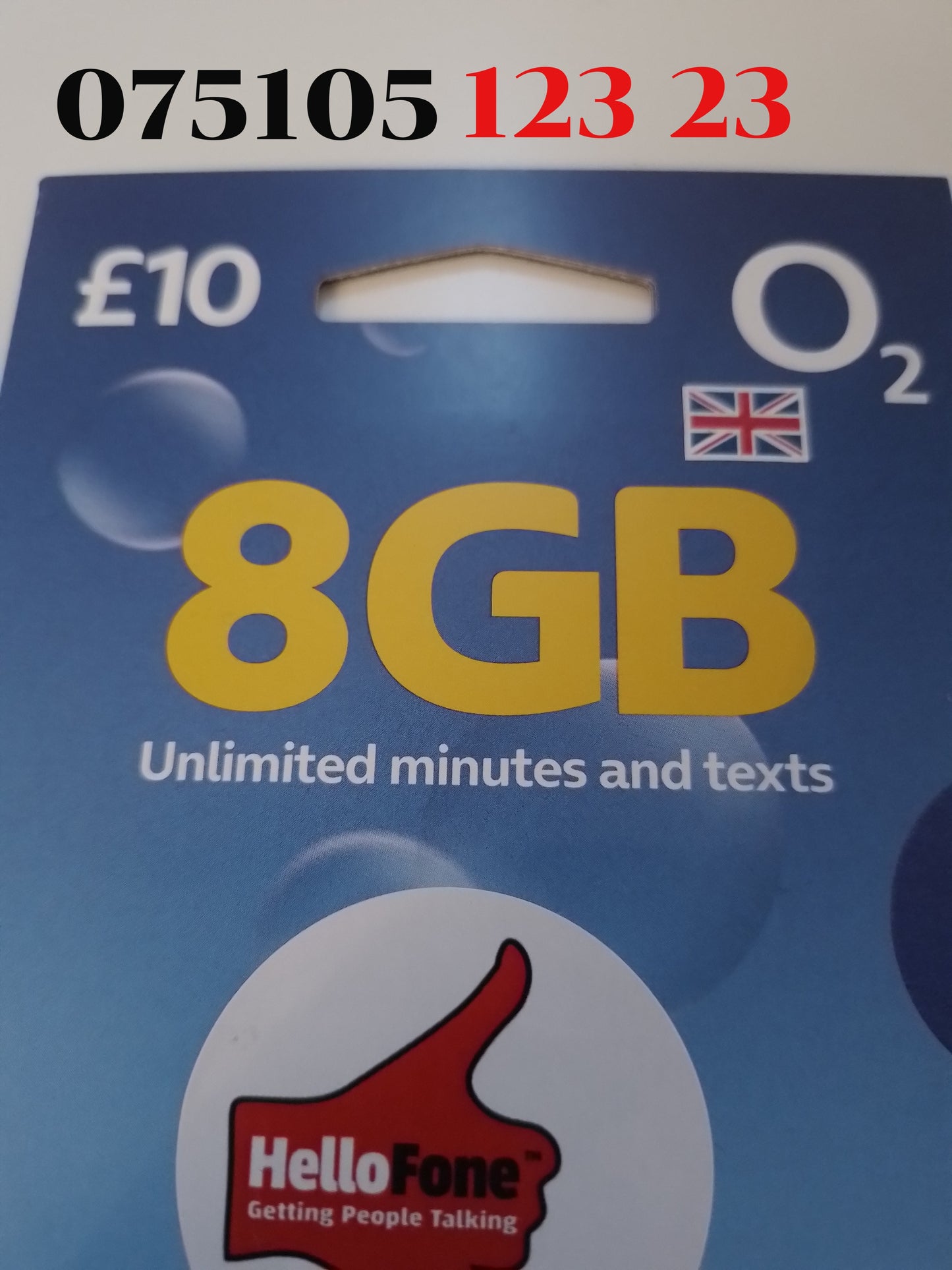 O2 UK Sim Card Pack In Gold Vip Easy 123 23 Number 075105 123 23