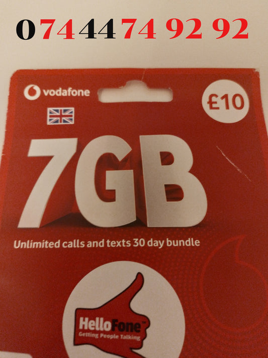 Vodafone UK Sim Card Pack In Gold Vip Easy 74 74 92 92 Number 0 74 44 74 92 92