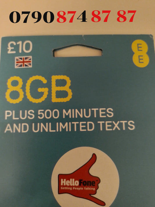 EE UK Sim Card Pack In Gold Vip Easy 87 87 87 Number 0790 87 4 87 87