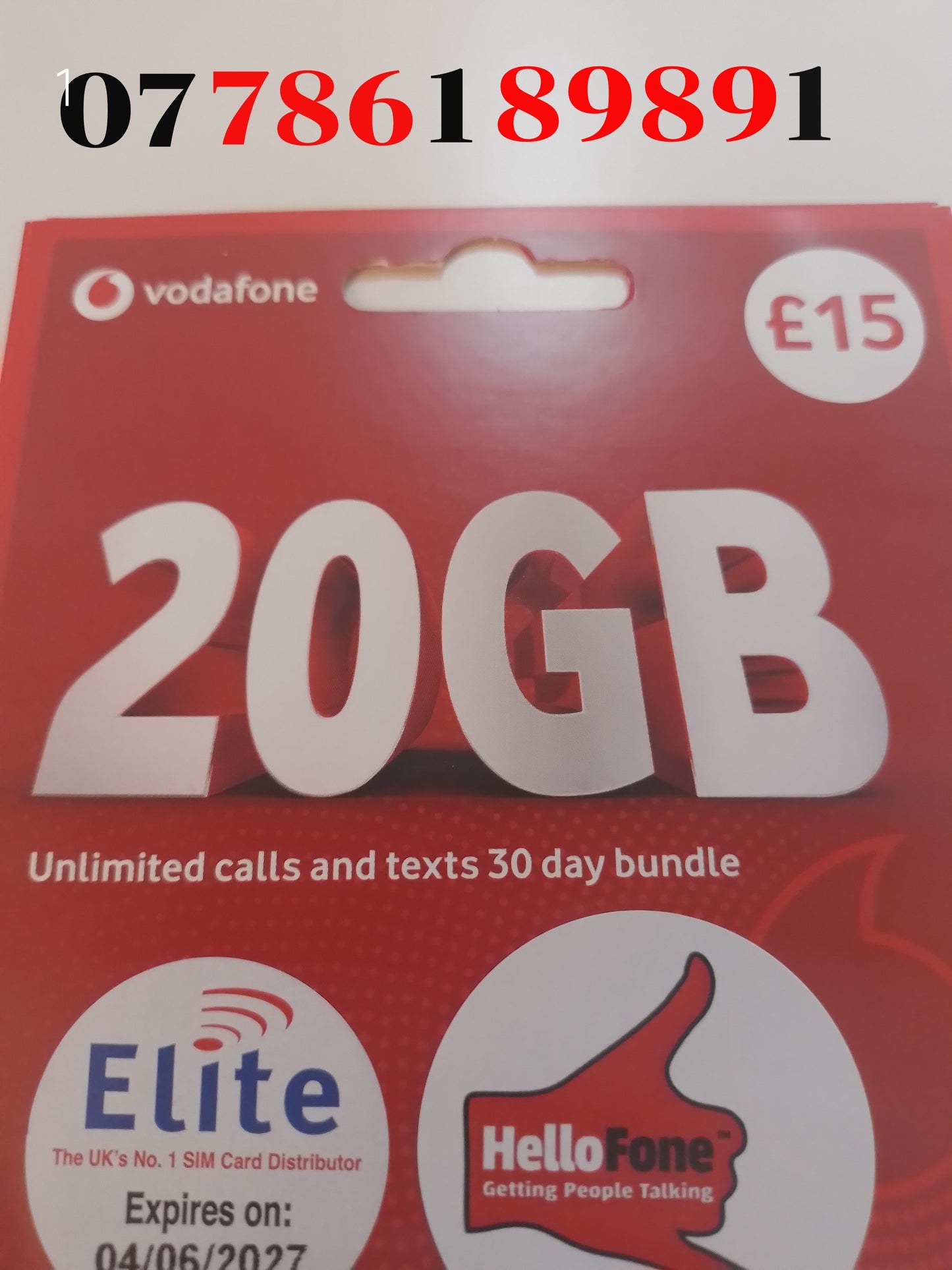 Vodafone UK Sim Card Pack In Gold Vip Easy 786 89 89 Number 07 786 1 89 89 1
